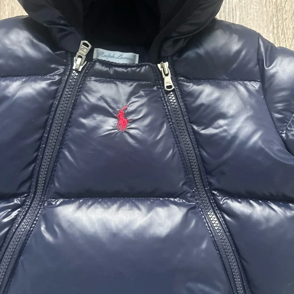 RALPH LAUREN HOODED DOWN SNOW SUIT SZ 6M